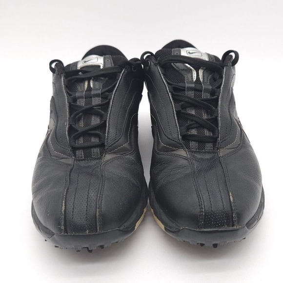 Nike Air (Mens Size 9) Tour Sport‎ Soft Spike Golf Lace Up Shoes Black Silver - Picture 3 of 10